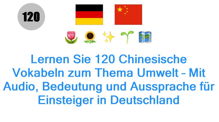 Lernen Sie 120 Chinesische Vokabeln zum Thema Umwelt – Mit Audio, Bedeutung und Aussprache für Einsteiger in Deutschland